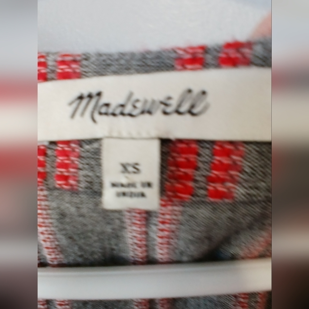 Madewell Crossover Bubble Sleeve Striped Top Womens XS Casual Boho - Picture 6 of 7